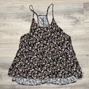 American Eagle Outfitters Black, Gold and Tan Floral Top